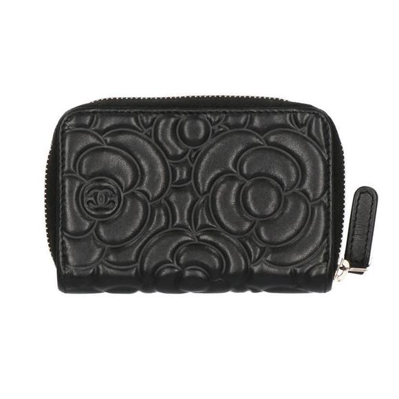Chanel Black Coin Lambskin Camellia Purse - Picture 1 of 7